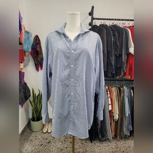 Black Brown Egyptian Cotton Blue Striped Men's Shirt